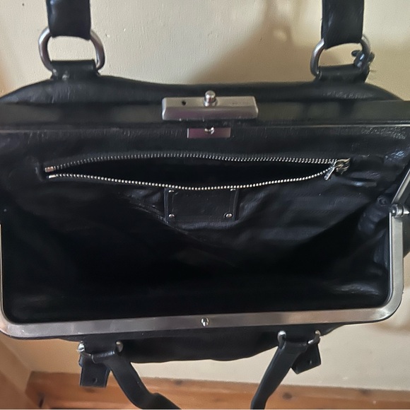 Vintage Prada Black soft Leather double strap shoulder tote Doctor Bag - Picture 3 of 6